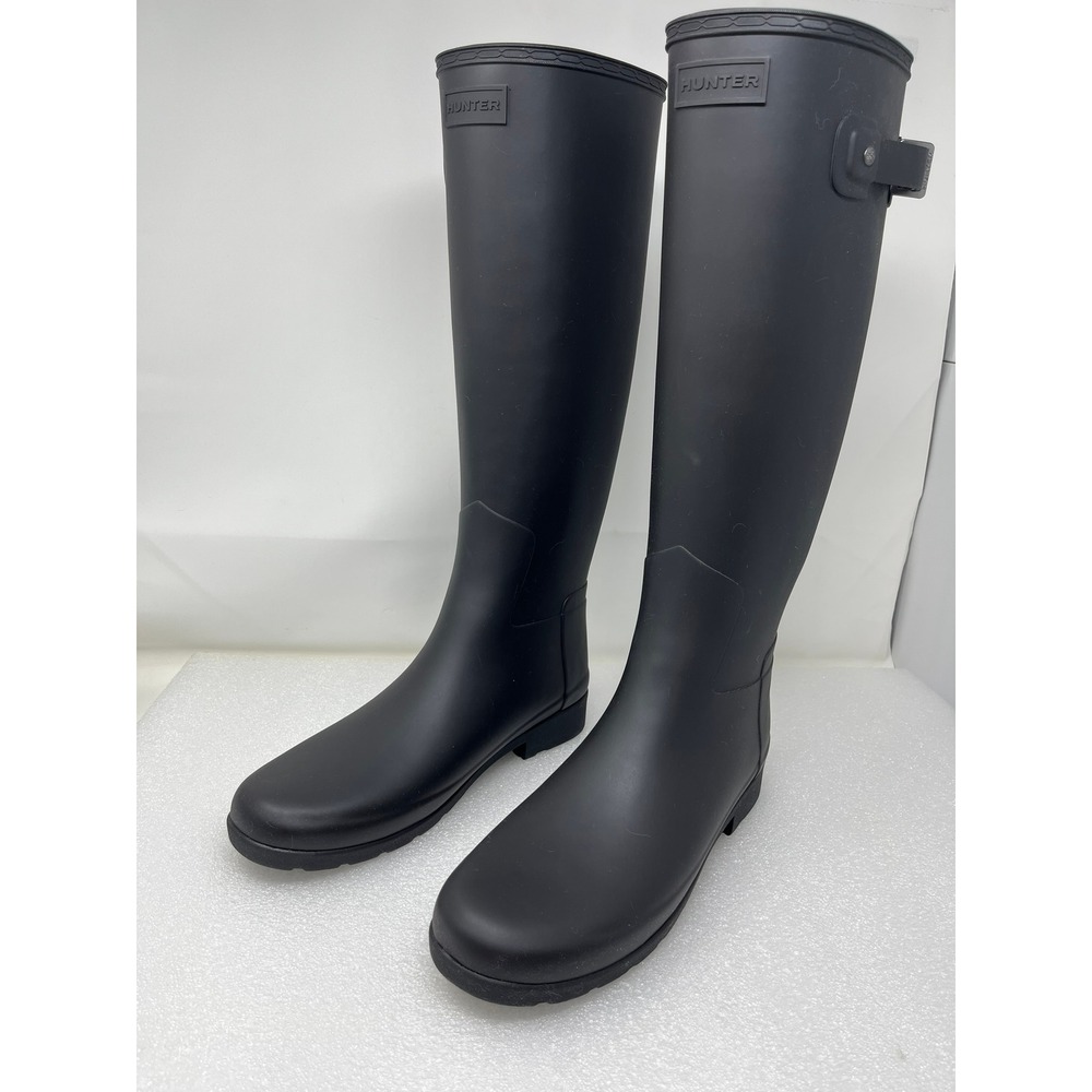 Hunter Womens 10 Original Refined Tall Rain Boots Black Matte WFT1071RMA